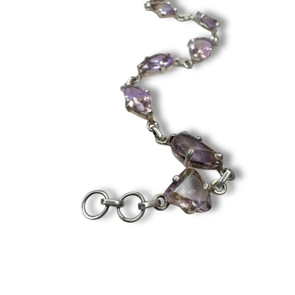 Vintage Sterling Silver Bi-Color Tanzanite Bracelet 8"-8.25" 11.21 Grams - Picture 2 of 10